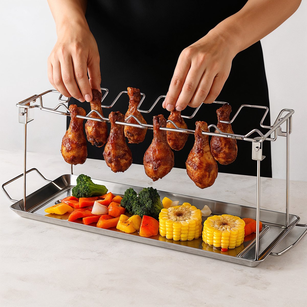 Kippenvleugelrek en barbecuerooster voor kip