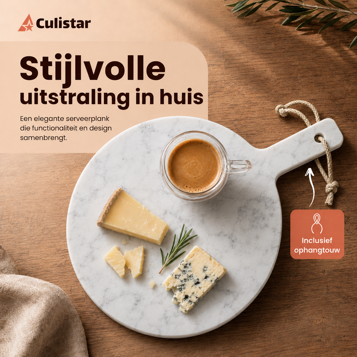 Ronde marmeren serveerplank