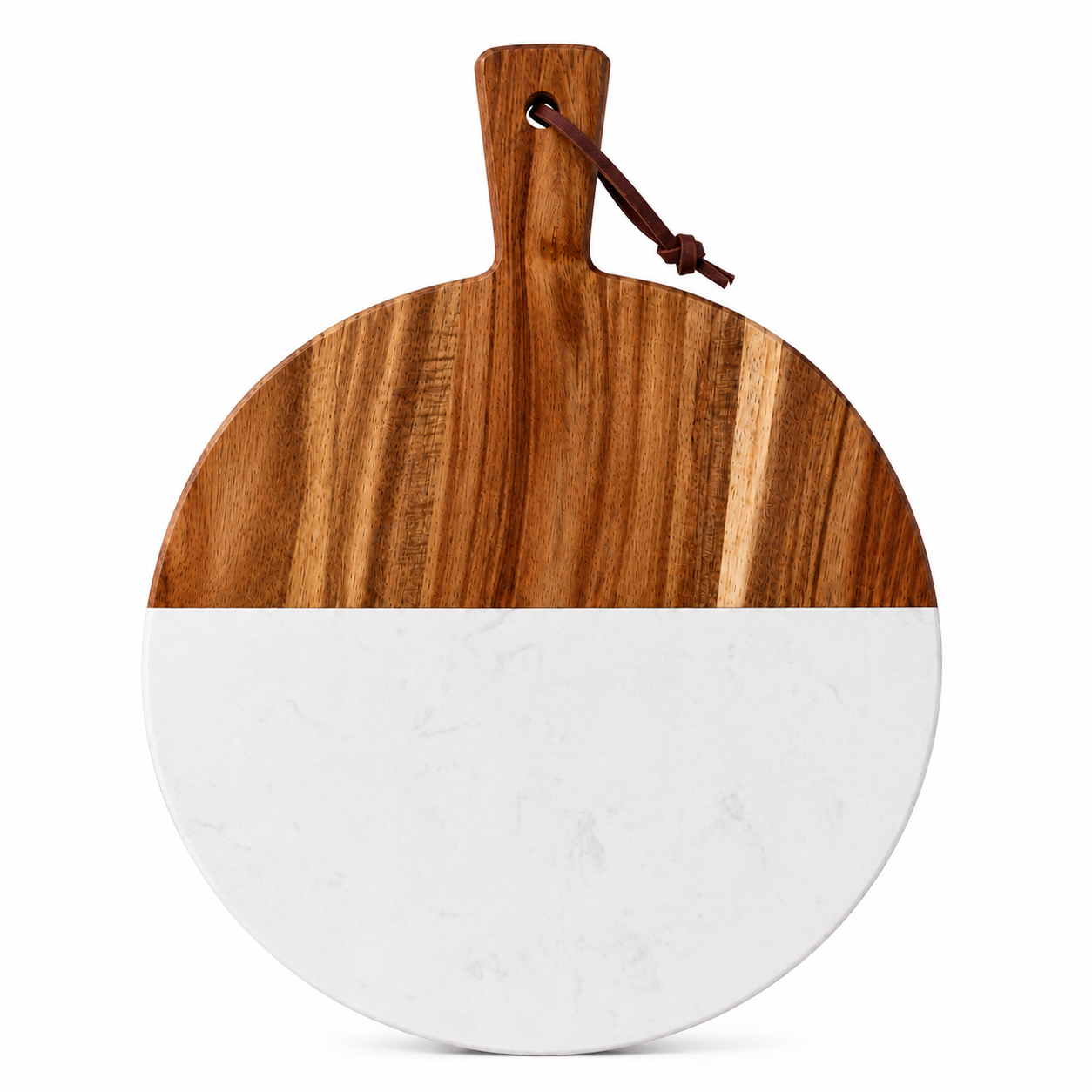 Ronde serveerplank – marmer en hout