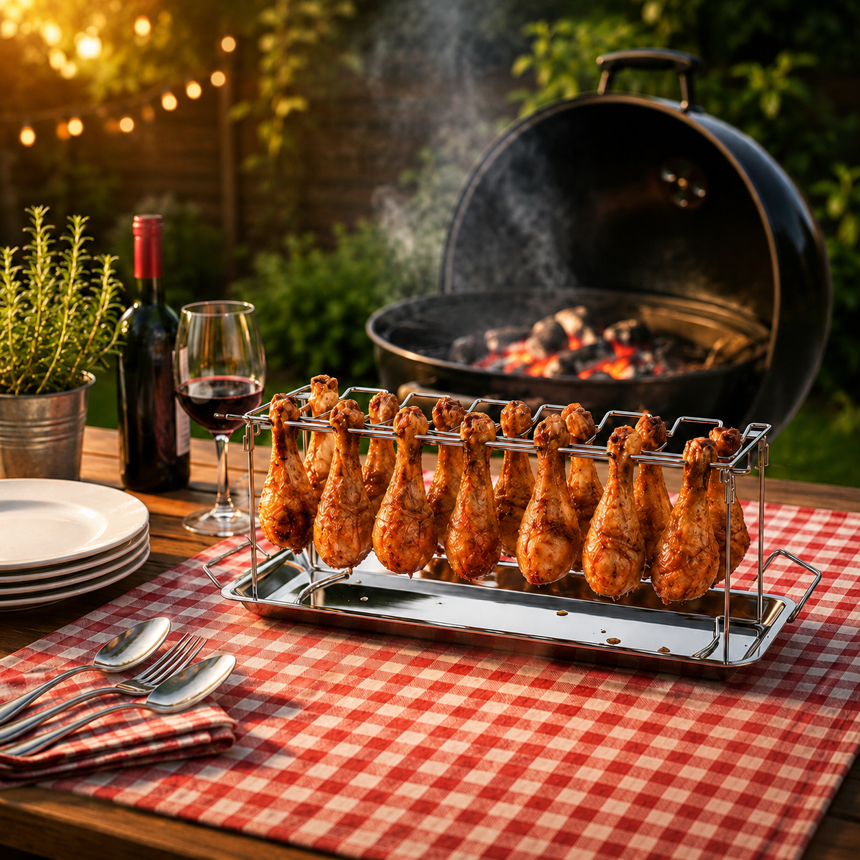 Kippenvleugelrek en barbecuerooster voor kip