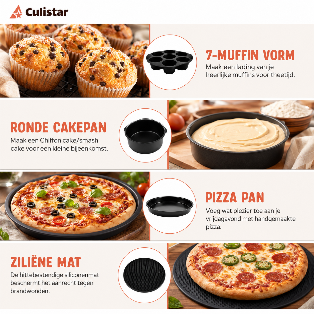 Ronde accessoireset voor airfryer
