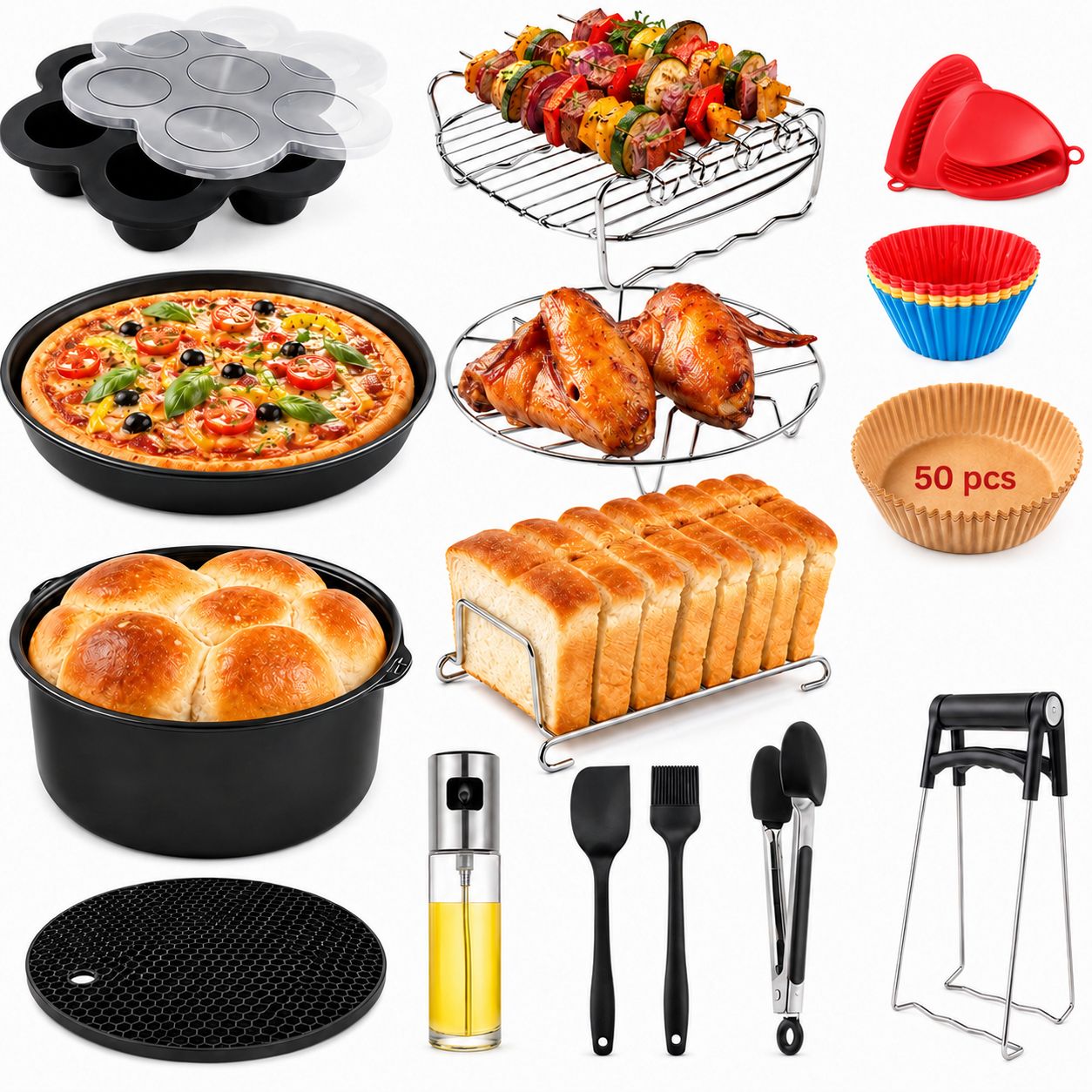 Ronde accessoireset voor airfryer